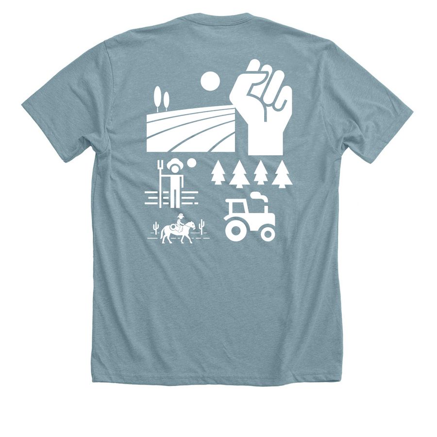 Social Justice T-Shirts, a Heather Blue Lagoon Premium Unisex Tee (back-view)