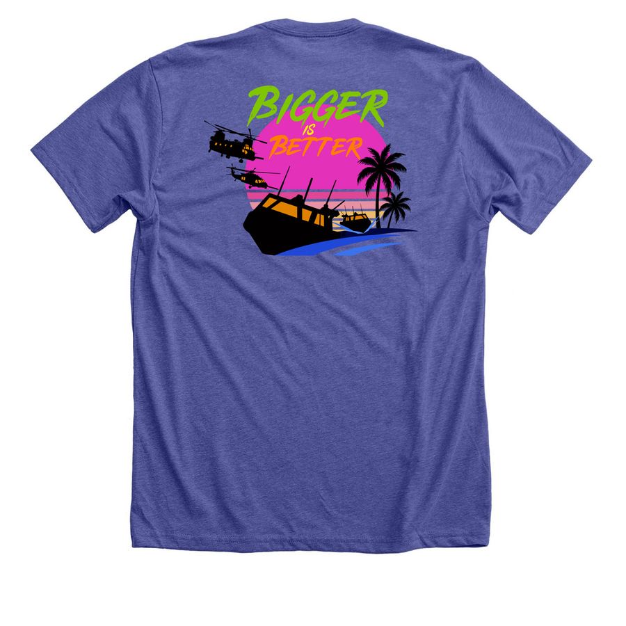 Bigger is Better (Bright)&nbsp;, a Heather Lapis Premium Unisex Tee (back-view)