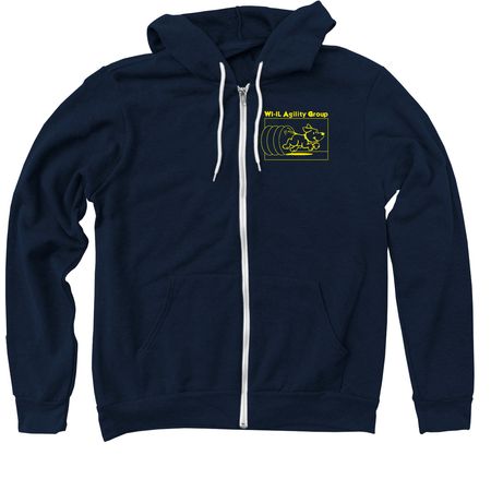 Small Yellow Logo - Zip Up Hoodie + T-Shirts, a Navy Zip Up Hoodie