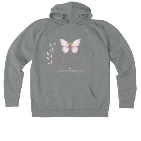 ICAF Women's Butterfly Collection, a Aluminum Grey Heather Allmade Organic CVC Pullover Hoodie