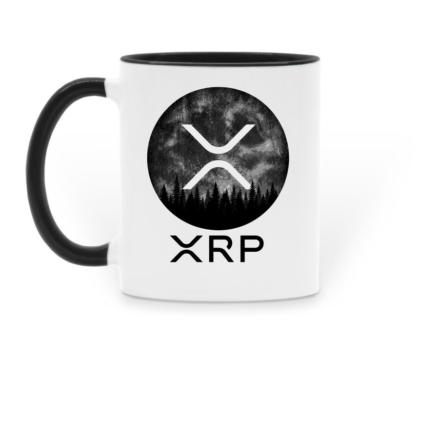 XRP Coffee Mug, a Black Two-Tone Ceramic Mug (back-view)