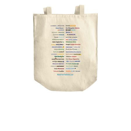 All the news you can haul, a Natural Over-the-Shoulder Shopping Tote Bag (back-view)