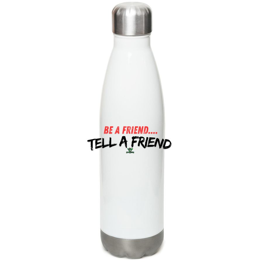 Be A Friend.... Water Bottle, a White Stainless Steel Water Bottle