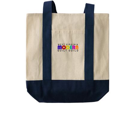 WV Modern Quilt Guild, a Natural/Navy Two-Tone Grocery Tote Bag
