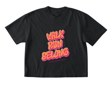 Walk, Run, Belong, a Black Comfort Colors Boxy Tee