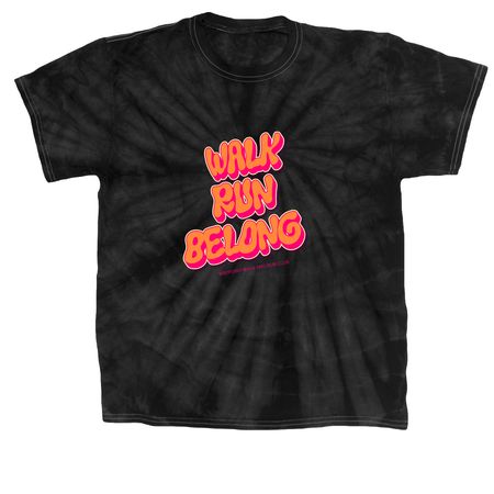 Walk, Run, Belong, a Black Classic Tie Dye Tee
