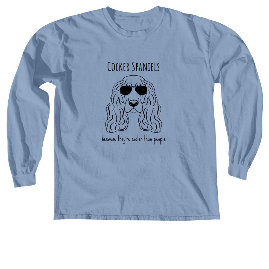 Cool Cocker Spaniel Shirt, a Washed Denim Comfort Colors Long Sleeve Tee