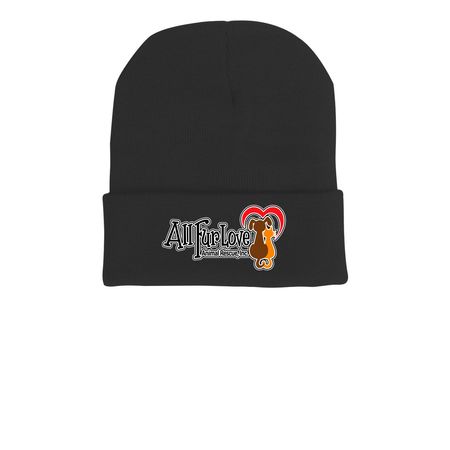 All Fur Love, a Black Printed Cuffed Beanie