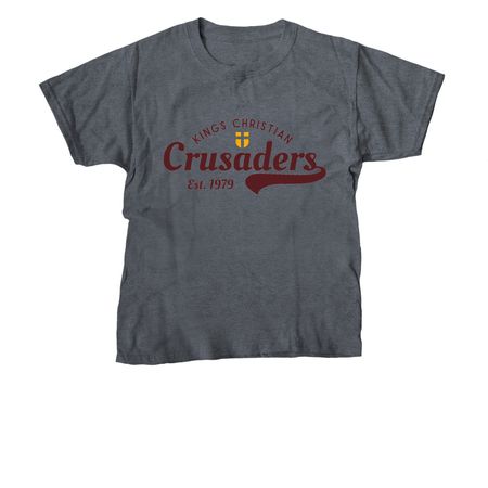 Retro KCS Crusaders, a Dark Heather Youth Unisex Tee