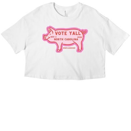 Vote Y'all, a White Women?s Cropped Cotton Tee