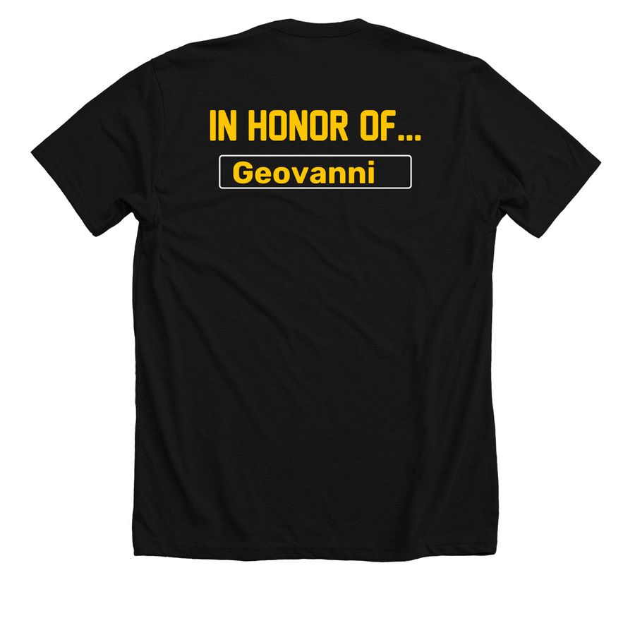 Geovanni's Gamers, a Solid Black Blend Premium Unisex Tee (back-view)