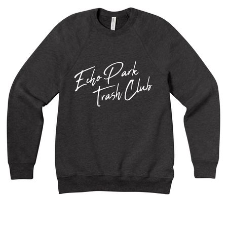 Handwritten Trash Club Shirt - White Logo, a Dark Grey Heather Premium Raglan Crewneck Sweatshirt
