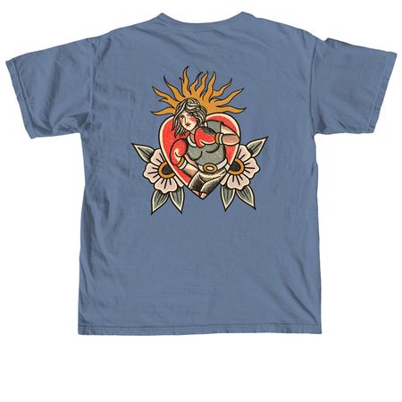 Fight like a girl&nbsp;, a Blue Jean Comfort Colors Unisex Tee (back-view)