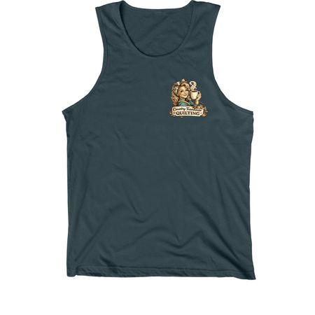 Powered by Coffee and Fabric, a Dark Grey Premium Cotton Tank