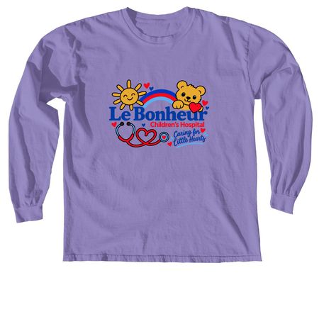 Le Bonheur Caring for Little Hearts, a Violet Comfort Colors Long Sleeve Tee