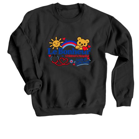 Le Bonheur Caring for Little Hearts, a Black Crewneck Sweatshirt