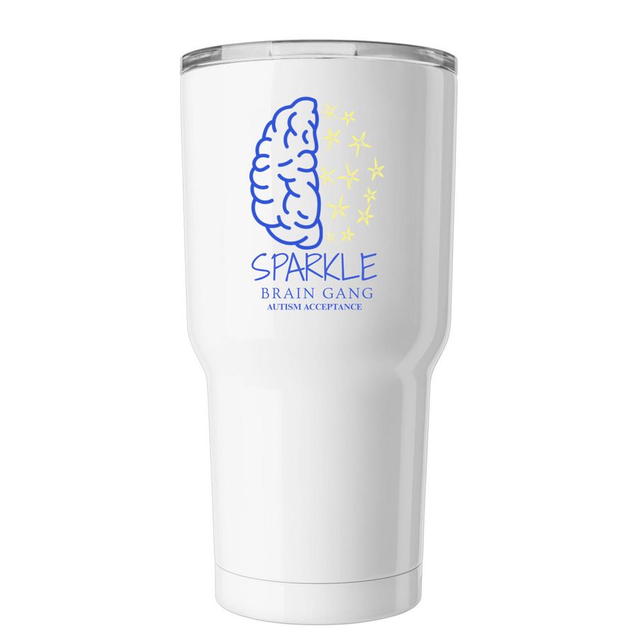 Sparkle Brain Gang 30oz Tumbler, a White Insulated Tumbler
