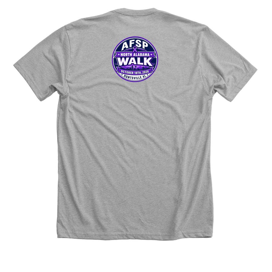 North Alabama Out of the Darkness Walk, a Athletic Heather Premium Unisex Tee (back-view)