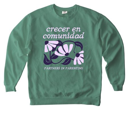 Crecer en comunidad, a Light Green Comfort Colors Crewneck Sweatshirt