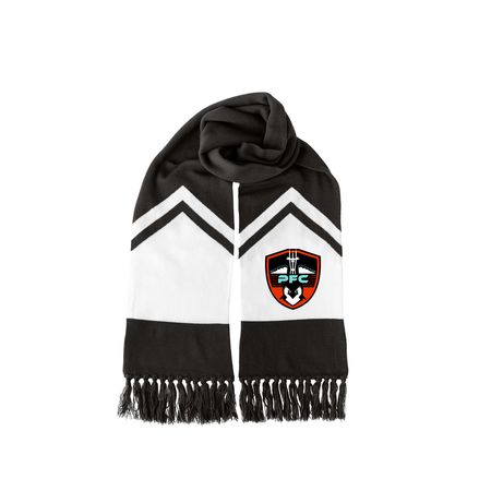 PFC Soccer Scarf, a Black/ White Two-Tone Gameday Scarf