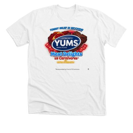 MEAT YUMS, a Solid White Blend Premium Unisex Tee