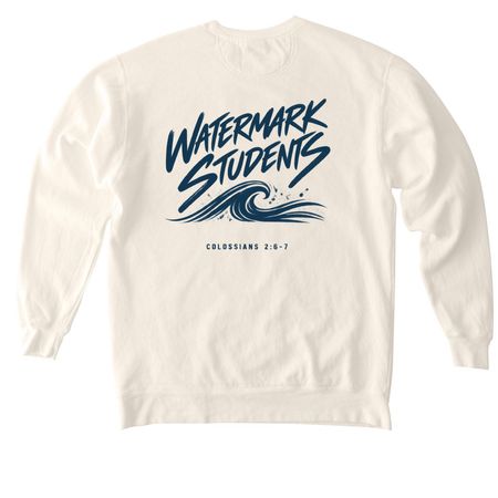 Watermark Students | Hoodie (Dark Logo), a Ivory Comfort Colors Crewneck Sweatshirt (back-view)