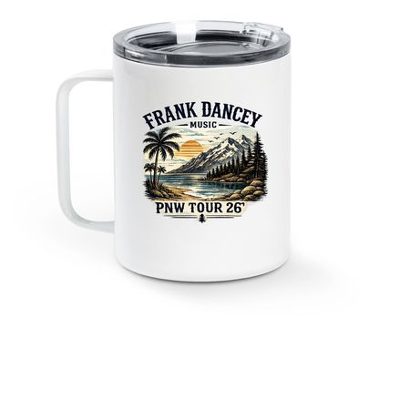 PNW TOUR Travel Mug, a White Stainless Steel Travel Mug (back-view)