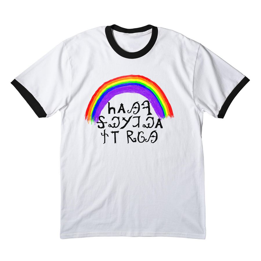 I'm Always Dreaming of the Next World (B), a White/ Jet Black Cotton Ringer Tee