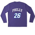 NYC Jawn Jersey Active (Limited Time Only), a Purple Unisex Performance Long Sleeve Tee (back-view)
