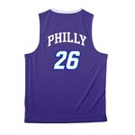 NYC Jawn Jersey Active (Limited Time Only), a Purple/ White Reversible Basketball Jersey (back-view)