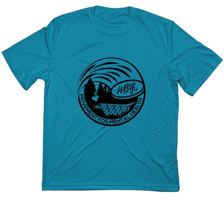 Black Frisbee Logo, a Atomic Blue Classic Performance Tee
