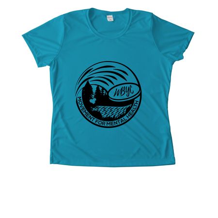 Black Frisbee Logo, a Atomic Blue Women's Performance Tee
