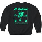 El Cabr?n in Japan, neon, a Black Softstyle Crewneck Sweatshirt (back-view)