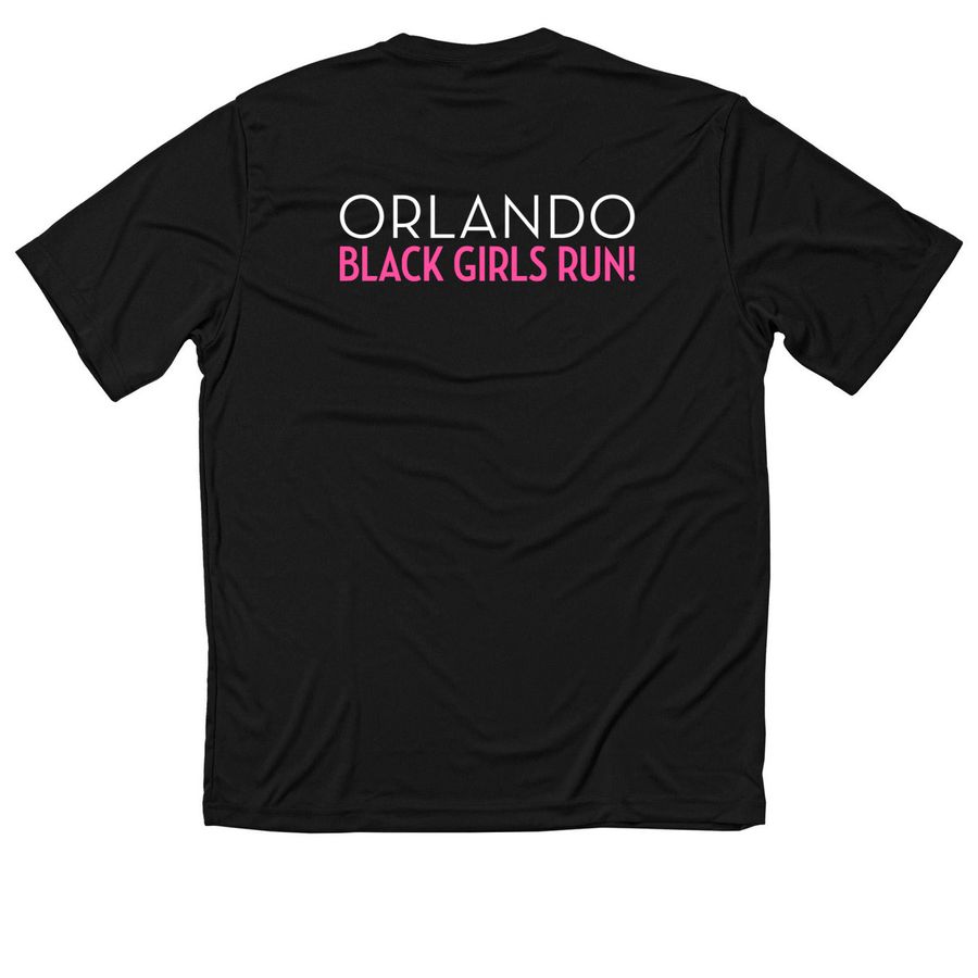 Black Girls RUN! Orlando, a Black Classic Performance Tee (back-view)