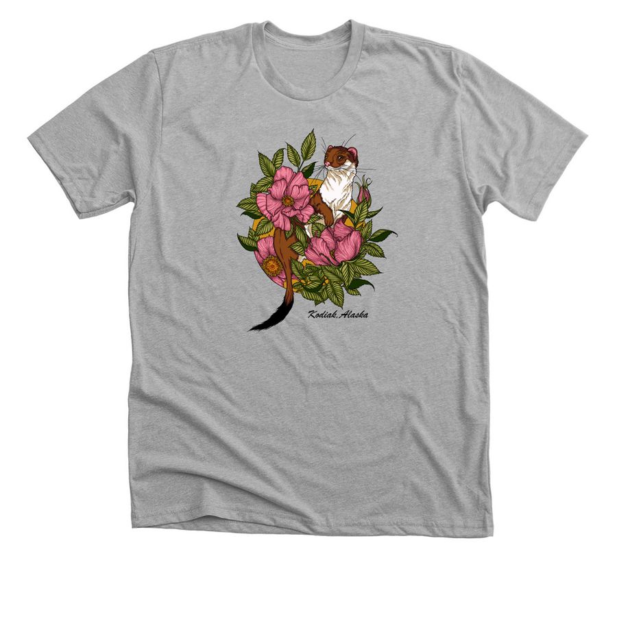 A Stoat in Nootka Roses, a Athletic Heather Premium Unisex Tee