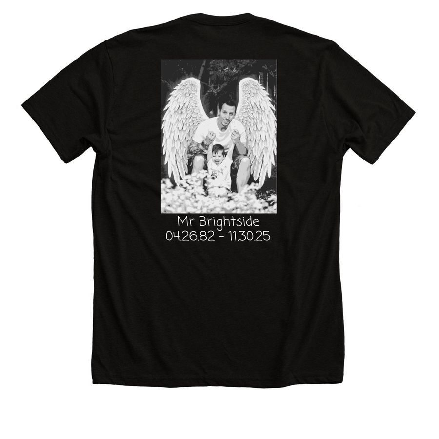Mr. Brightside&nbsp;, a Solid Black Blend Premium Unisex Tee (back-view)