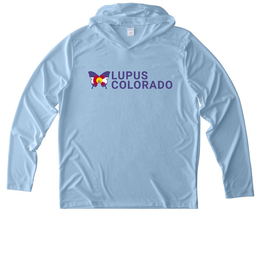 Lupus Colorado Activewear, a Light Blue UV Performance Long Sleeve Hoodie