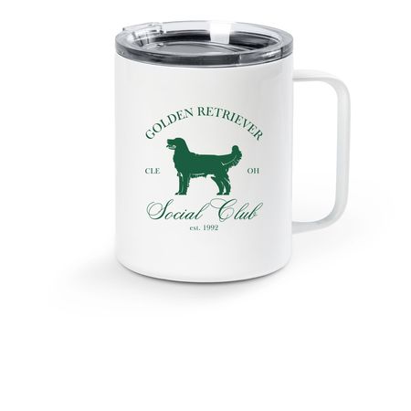 Golden Retriever Social Club Mug, a White Stainless Steel Travel Mug