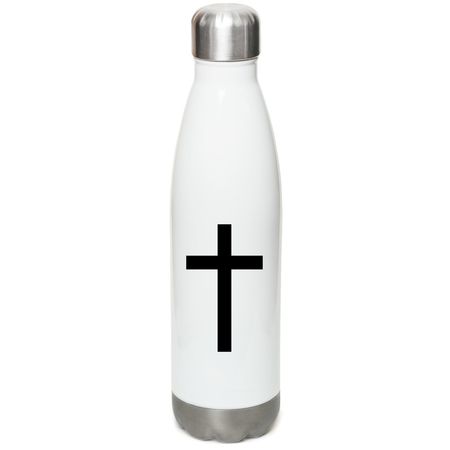 Noah iscool5 water bottles, a White Stainless Steel Water Bottle (back-view)