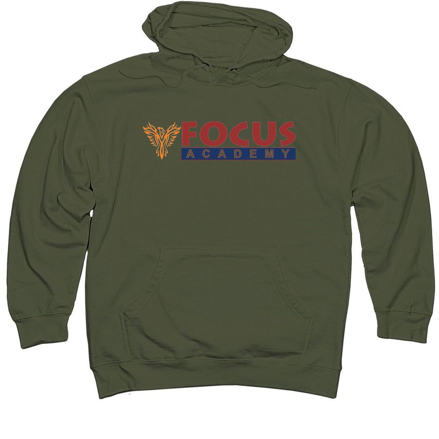 Focus Academy, a Army Midweight Pullover Hoodie