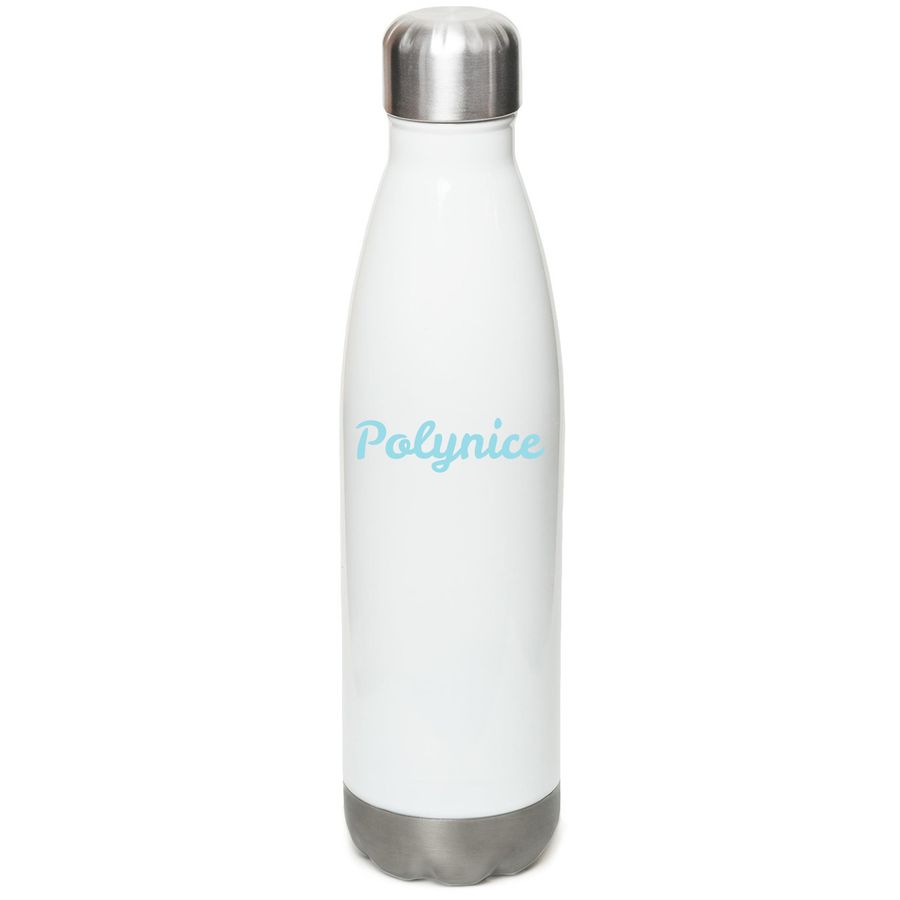 Mason&nbsp;, a White Stainless Steel Water Bottle (back-view)