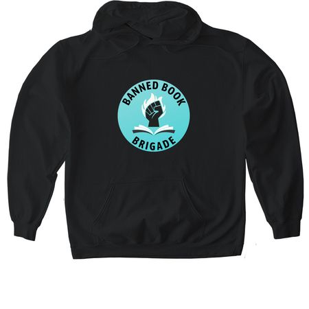 Banned Book Brigade, a Black Gildan Softstyle Pullover Hoodie