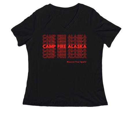 Camp Fire Alaska- Thank You, a Black Women's Relaxed V-Neck Tee