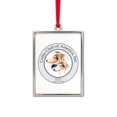 CCA Rectangle Ornament, a White Silver Portrait Frame Ornament