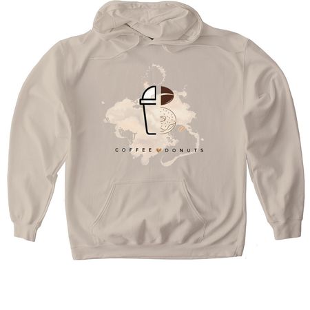 coffee donuts, a Sand Gildan Softstyle Pullover Hoodie