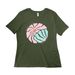 More For Mo | Flowers 3, a Military Green Women?s Relaxed Cotton Tee