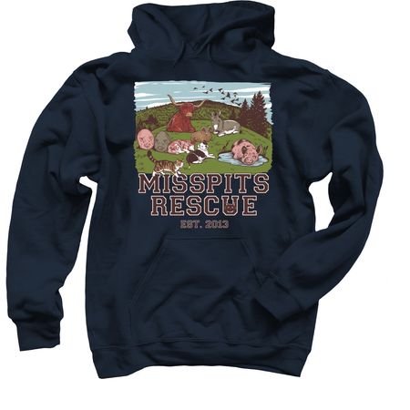 MISSPITS RESCUE Est. 2013, a Navy Pullover Hoodie