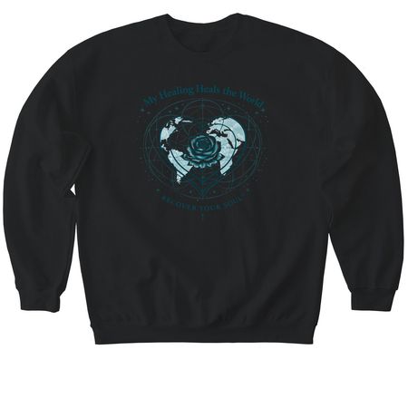 My Healing Heals the World, a Black Softstyle Crewneck Sweatshirt