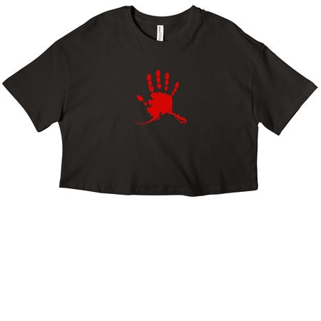 Cropped red hand tee, a Black Women?s Cropped Cotton Tee