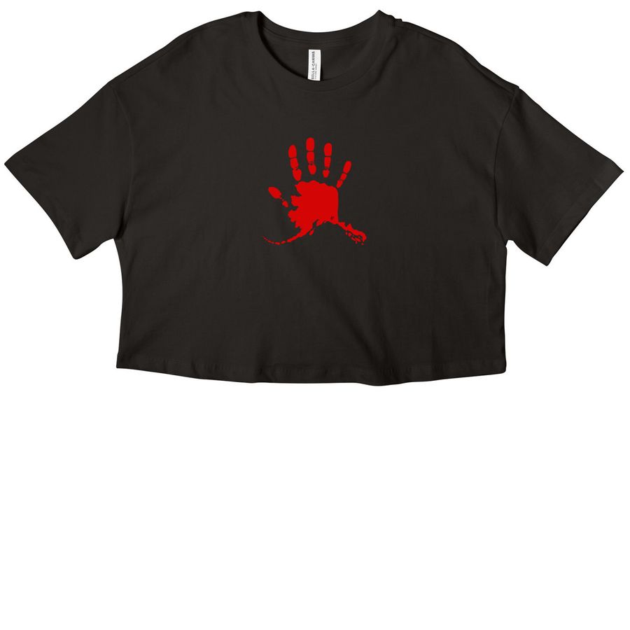 Cropped red hand tee, a Black Women?s Cropped Cotton Tee